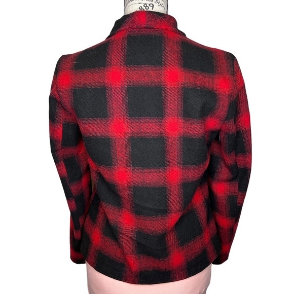 BB Dakota Lilymay Jacket Size XS Red Black Plaid Asymmetric Zip Wool Blend Boho - Picture 5 of 16